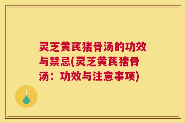 灵芝黄芪猪骨汤的功效与禁忌(灵芝黄芪猪骨汤：功效与注意事项)