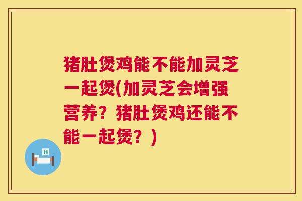 猪肚煲鸡能不能加灵芝一起煲(加灵芝会增强营养？猪肚煲鸡还能不能一起煲？)