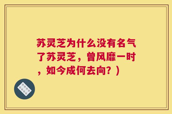 苏灵芝为什么没有名气了苏灵芝，曾风靡一时，如今成何去向？)