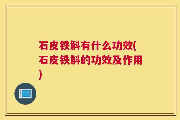 石皮铁斛有什么功效(石皮铁斛的功效及作用)