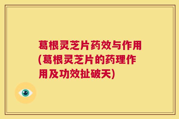 葛根灵芝片药效与作用(葛根灵芝片的药理作用及功效扯破天)