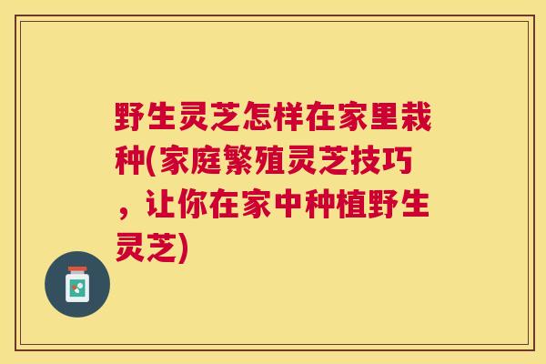 野生灵芝怎样在家里栽种(家庭繁殖灵芝技巧，让你在家中种植野生灵芝)