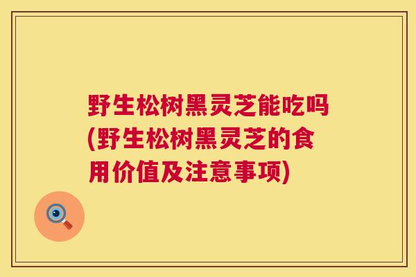野生松树黑灵芝能吃吗(野生松树黑灵芝的食用价值及注意事项)