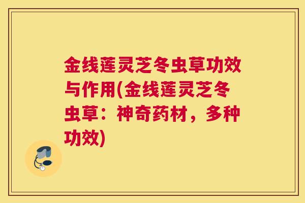 金线莲灵芝冬虫草功效与作用(金线莲灵芝冬虫草：神奇药材，多种功效)