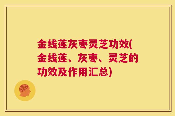 金线莲灰枣灵芝功效(金线莲、灰枣、灵芝的功效及作用汇总)