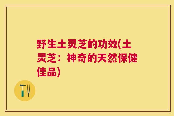 野生土灵芝的功效(土灵芝：神奇的天然保健佳品)