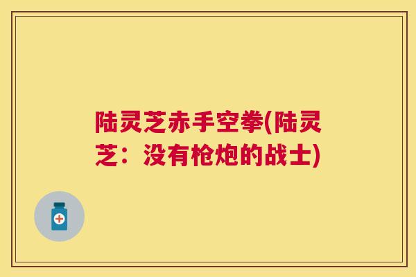 陆灵芝赤手空拳(陆灵芝：没有枪炮的战士)