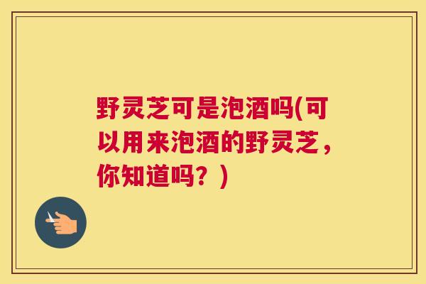 野灵芝可是泡酒吗(可以用来泡酒的野灵芝，你知道吗？)