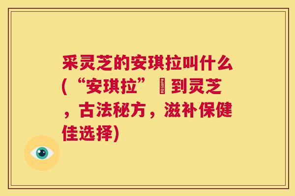 采灵芝的安琪拉叫什么(“安琪拉”採到灵芝，古法秘方，滋补保健佳选择)