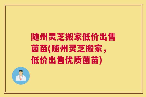 随州灵芝搬家低价出售菌苗(随州灵芝搬家，低价出售优质菌苗)