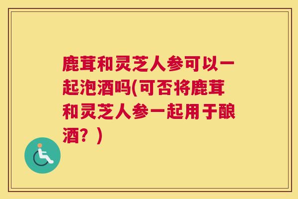 鹿茸和灵芝人参可以一起泡酒吗(可否将鹿茸和灵芝人参一起用于酿酒？)