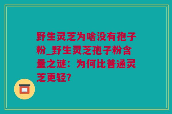 野生灵芝为啥没有孢子粉_野生灵芝孢子粉含量之谜：为何比普通灵芝更轻？