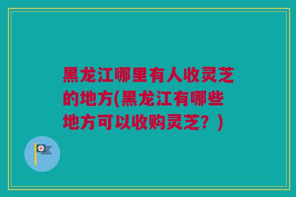 黑龙江哪里有人收灵芝的地方(黑龙江有哪些地方可以收购灵芝？)